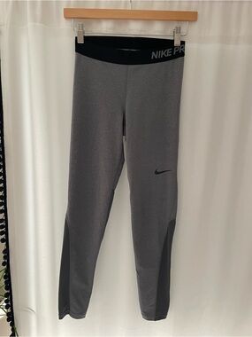 Nike pro leggings gray dri fit women’s S small mesh running tight activewear gym